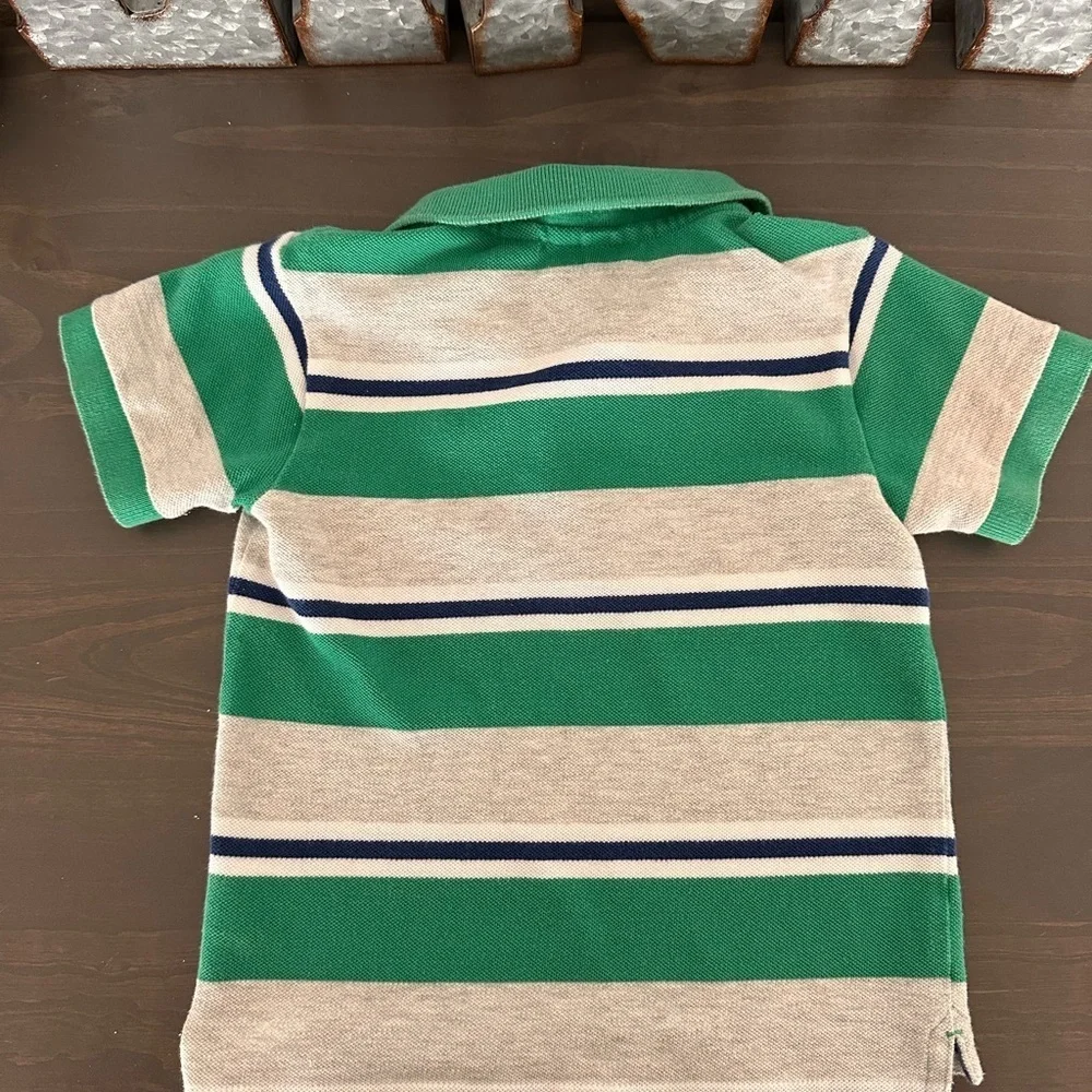 Lacoste Kids Polo in Green and Gray Stripes